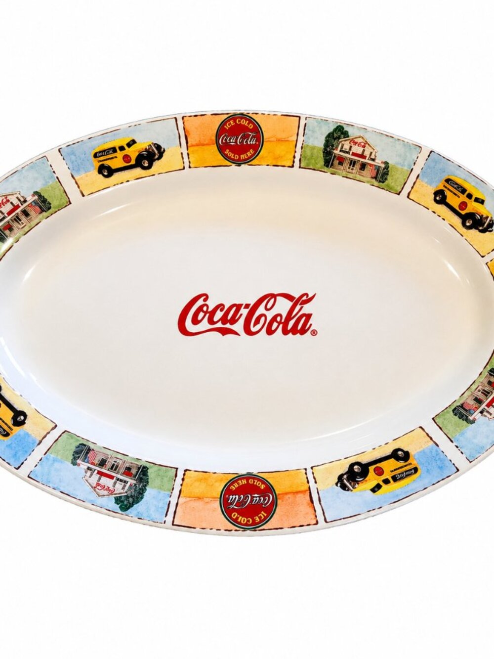 Vintage 1996 Coca-Cola Gibson Oval Serving Platter Coke General Store Tray 13.5"